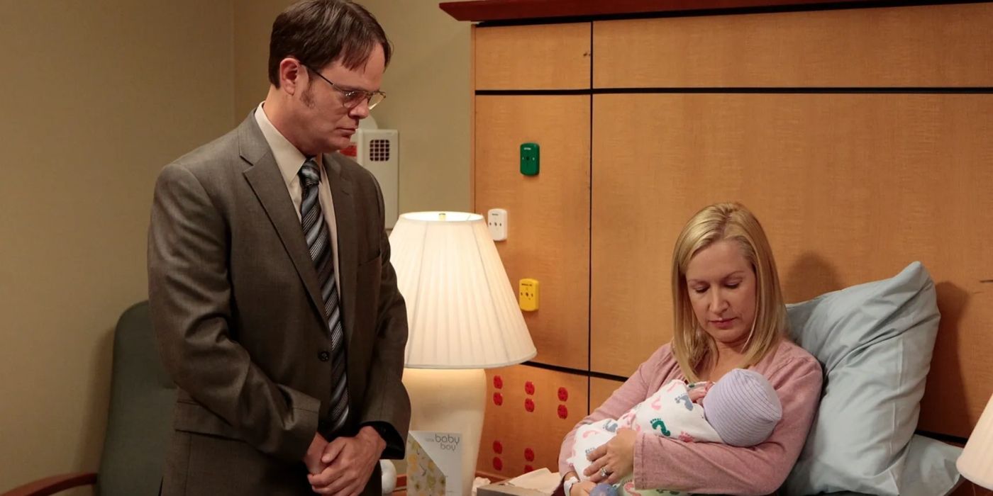 Dwight visiting Angela and baby Phillip in The Office