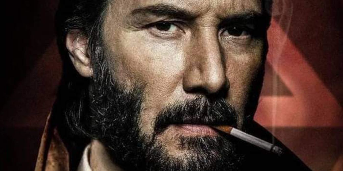 Keanu Reeves smokes a cigarette in Constantine 2 fan poster.