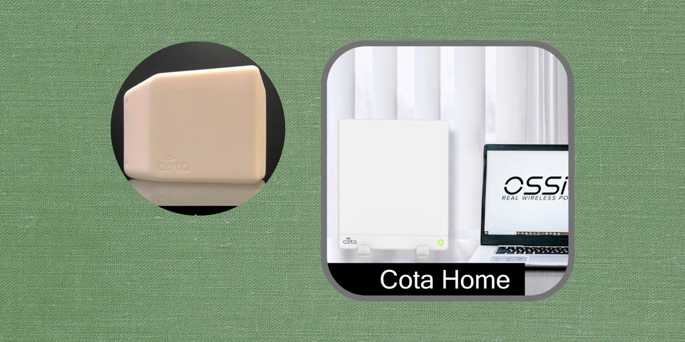 Two images of the Cota Universal Base and Cota Home Transmitter next to each other.