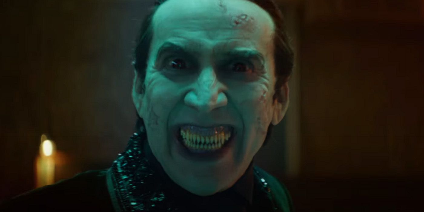 Count Dracula menacingly smiles in Renfield