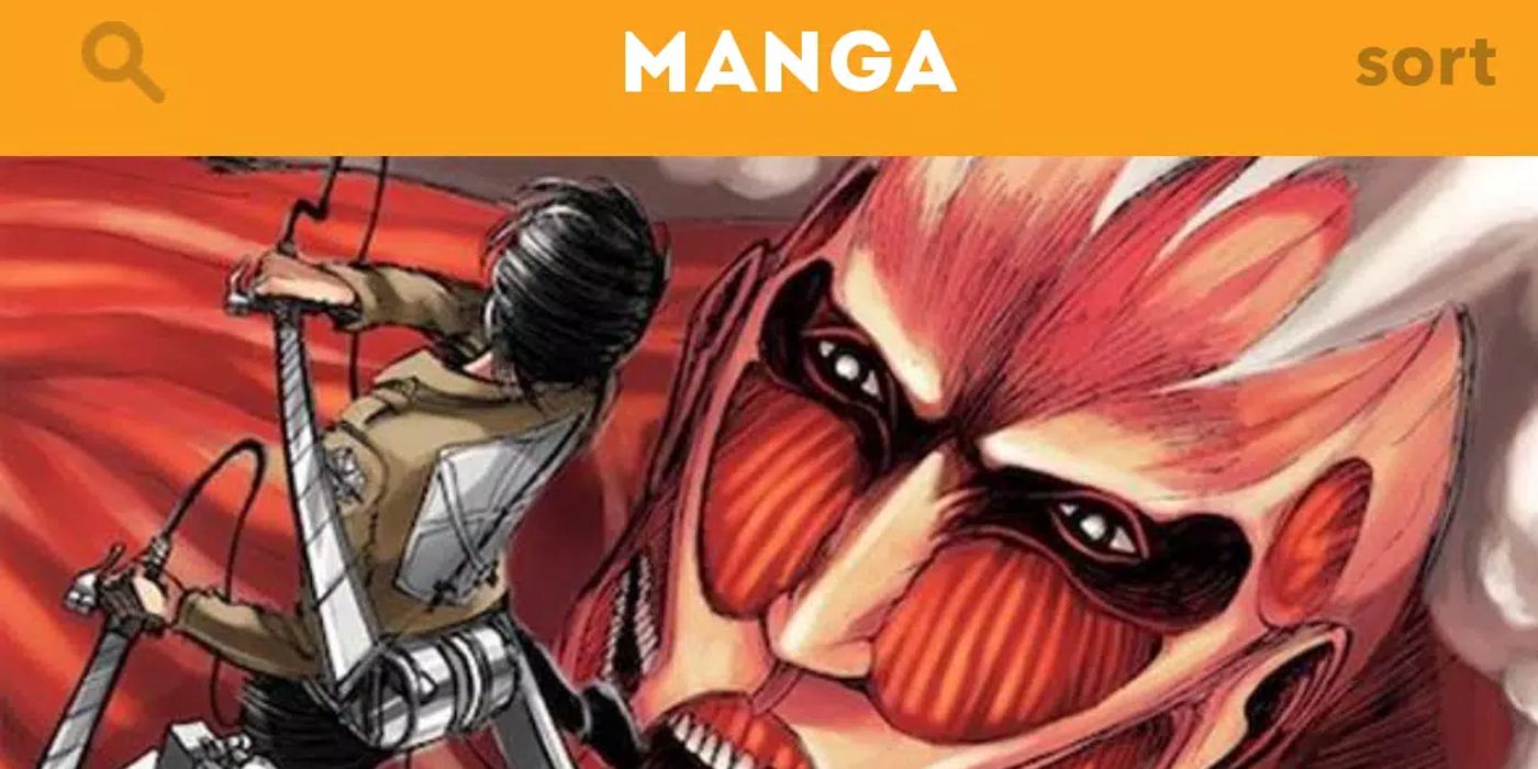 Um cabeçalho de mangá é visto no aplicativo Crunchyroll Manga