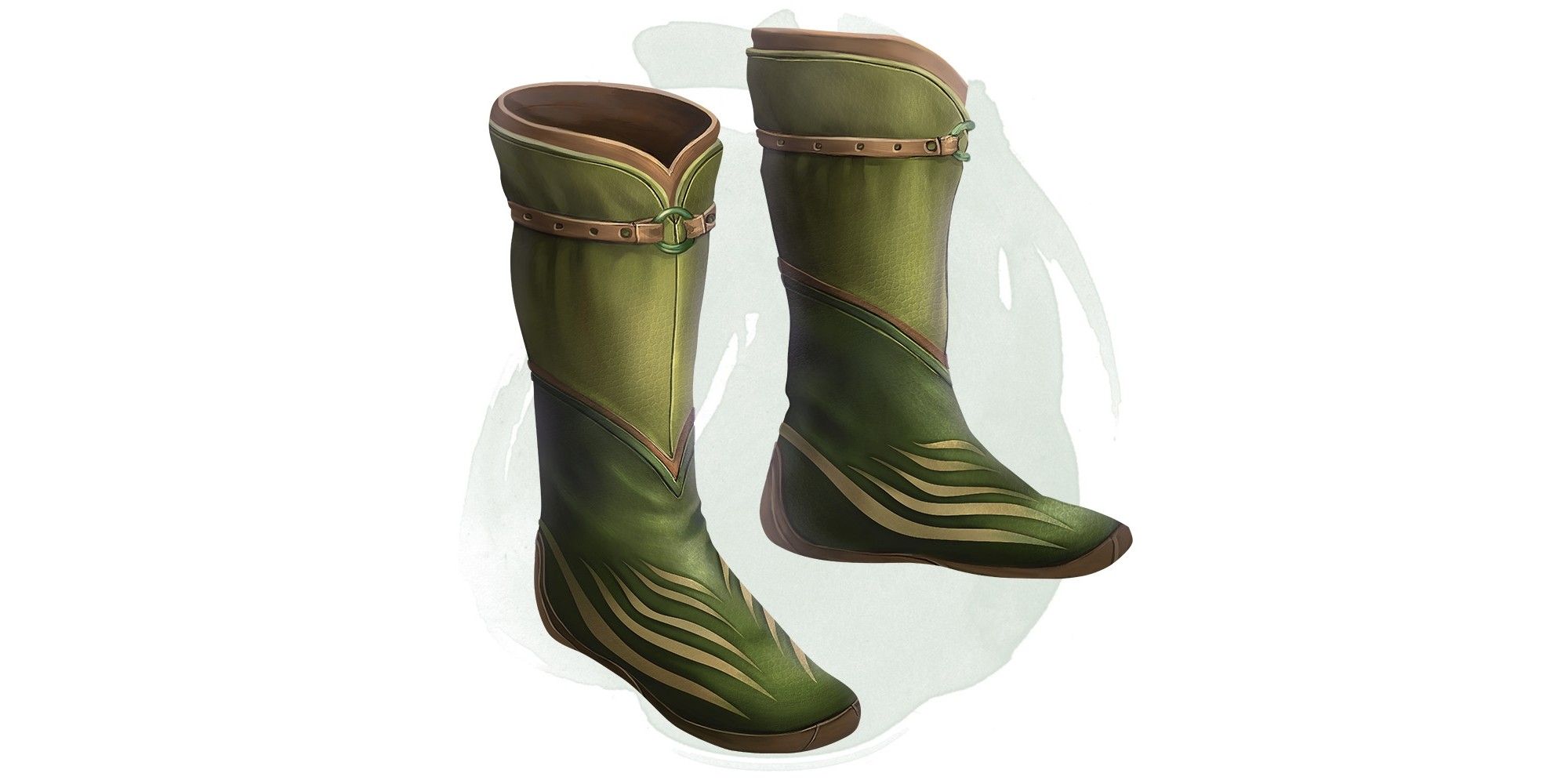 Green Boots of Speed from D&D with a white background.