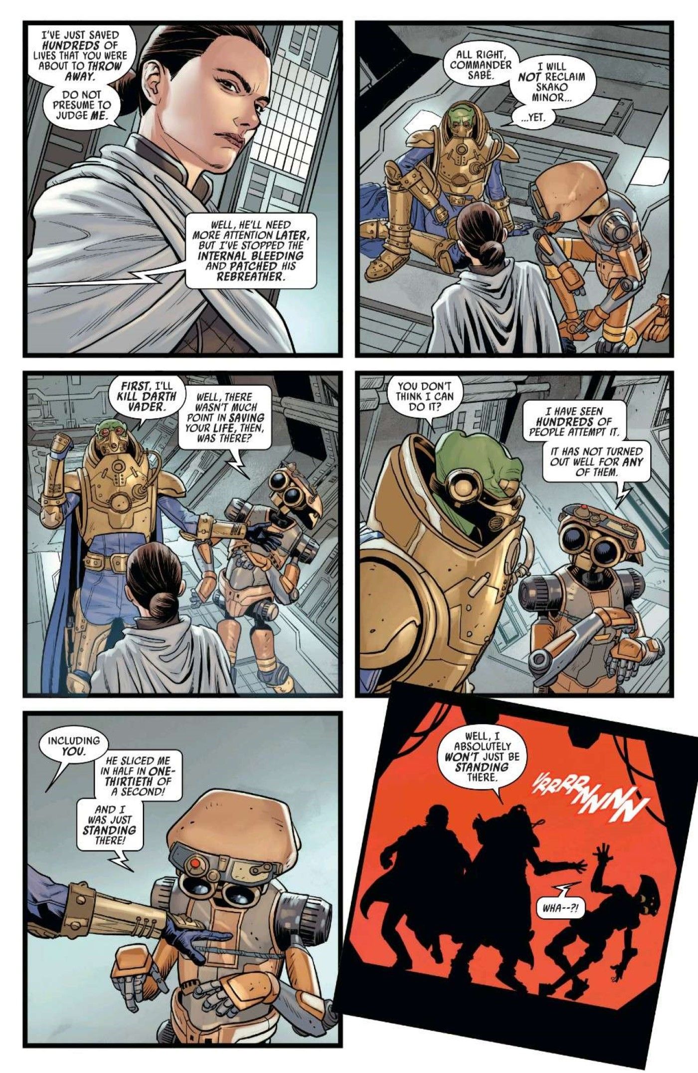 Darth Vader’s enhanced speed is referenced in Darth Vader #30.