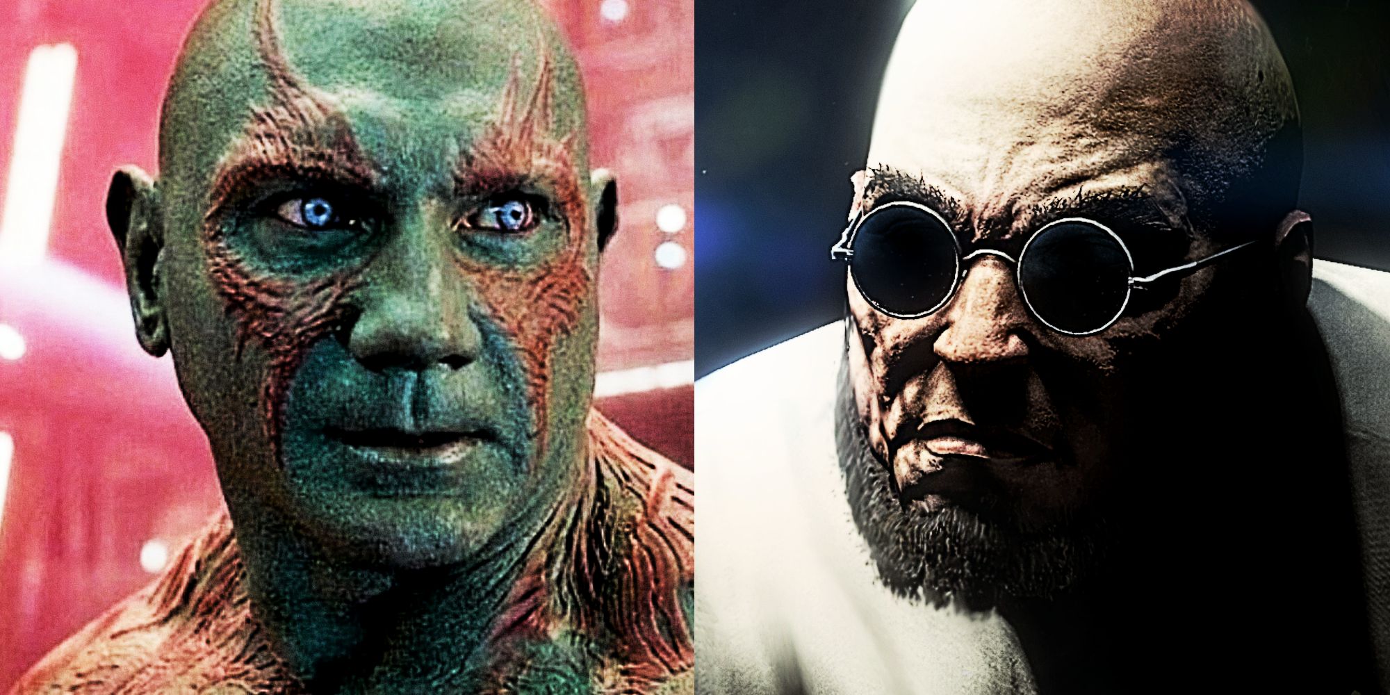 Dave Bautista as Drax in the MCU and Hugo Strange in DC