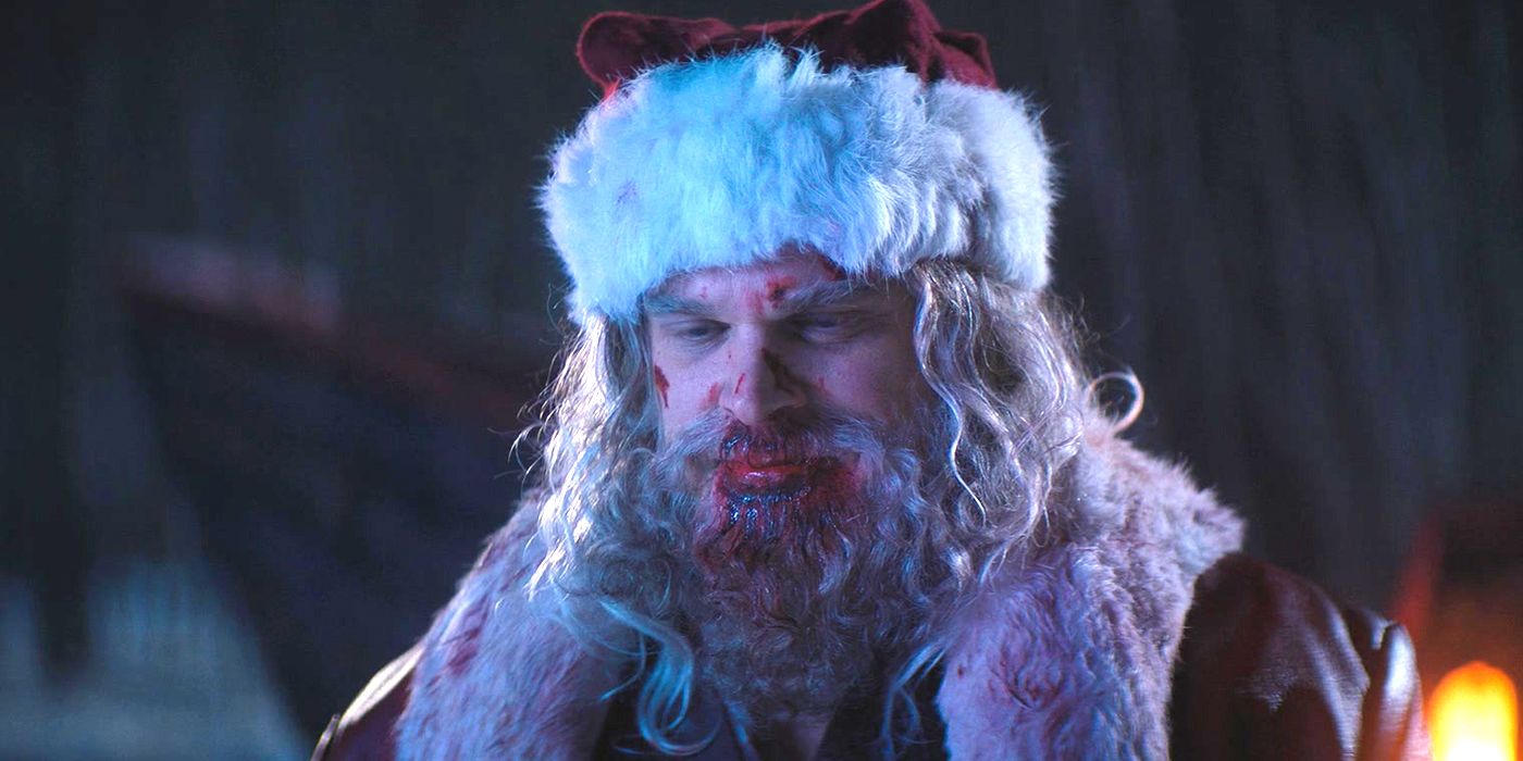 David Harbour as a bloodied Santa Claus in Violent Night