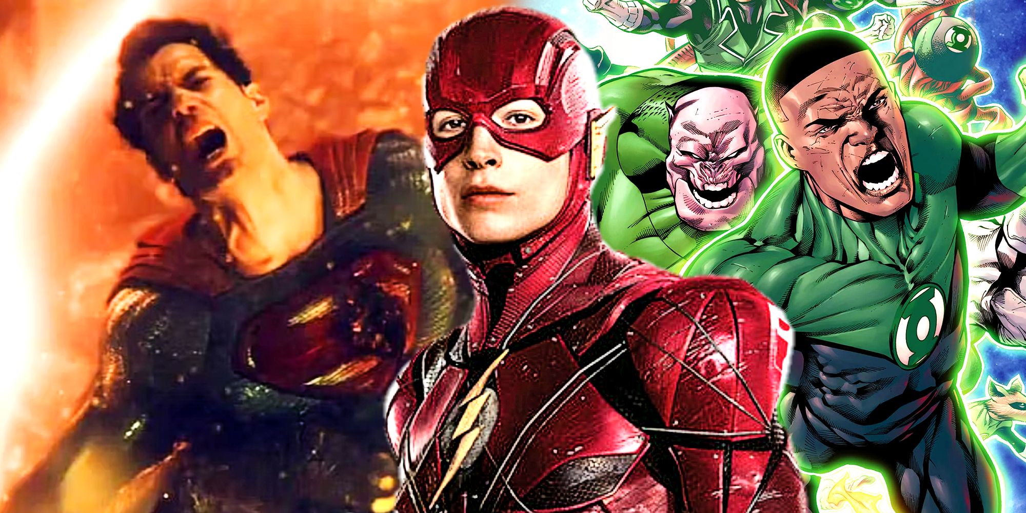 DCEU Superman, The Flash, and Green Lanterns