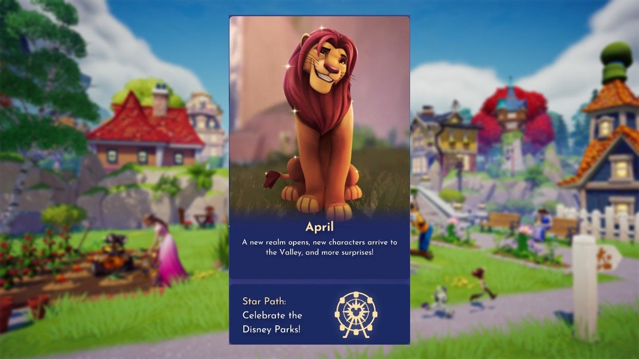 Disney Dreamlight Valley April roadmap segment with Simba.