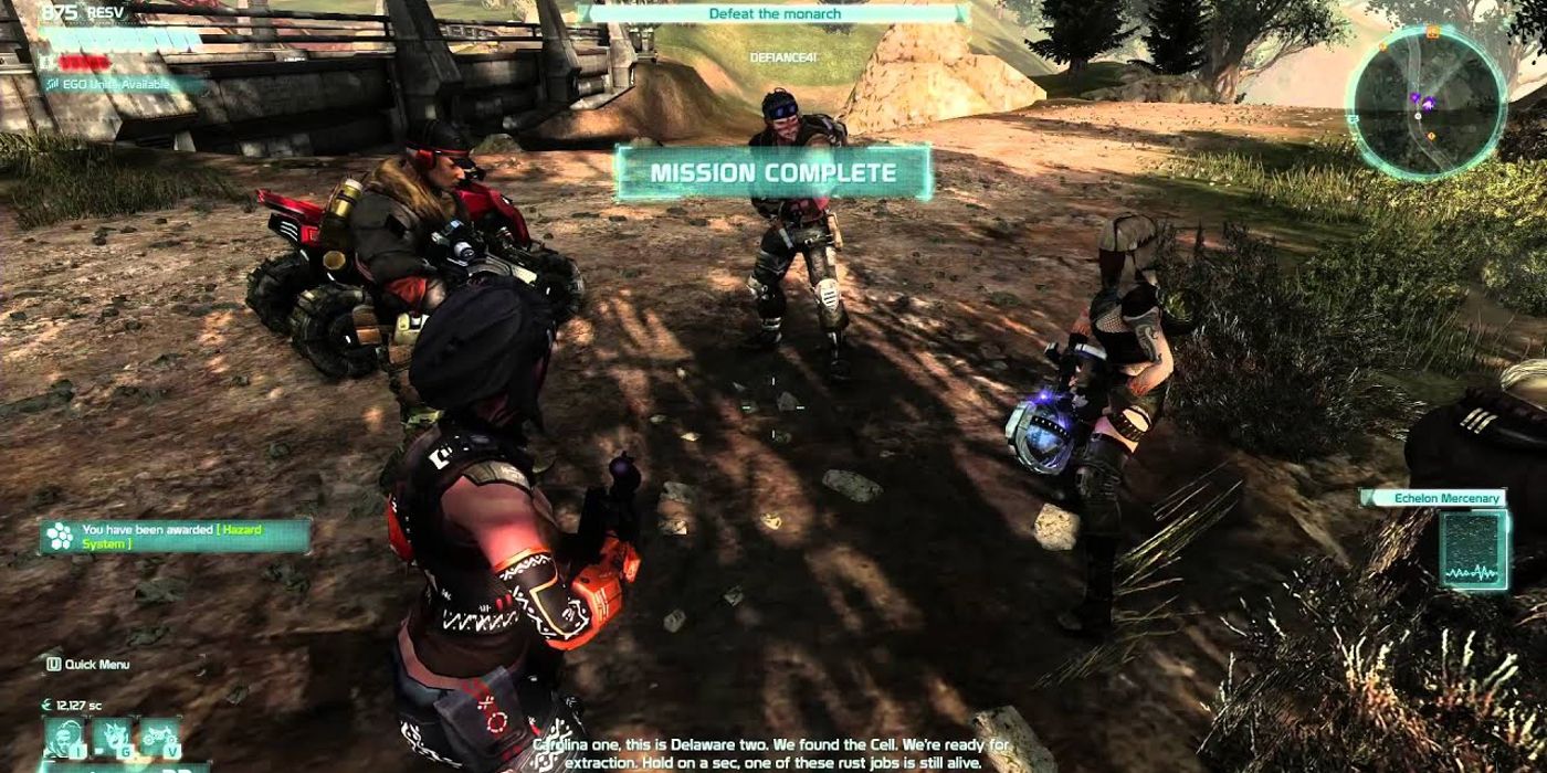 A melee fight takes place in Defiance
