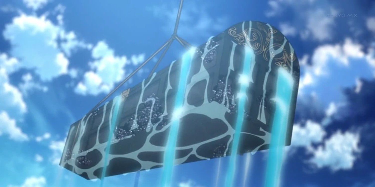 Dio's coffin being raised out of the ocean in JoJo's Bizarre Adventure.
