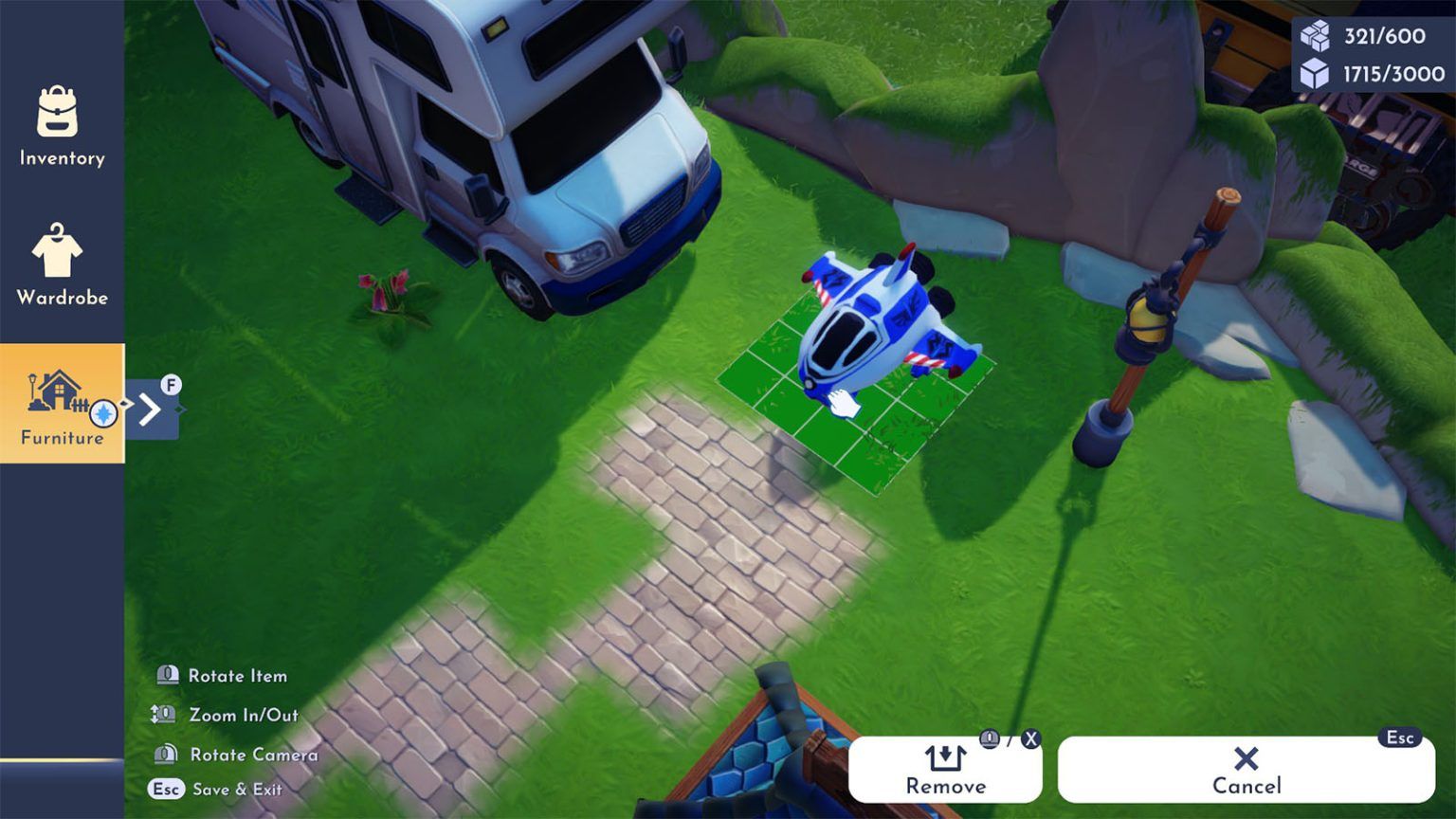 A interface do usuário do Disney Dreamlight Valley coloca o navio Space Ranger perto do trailer de Buzz