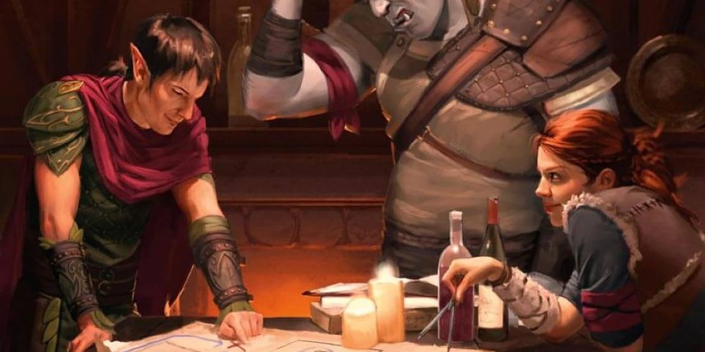 A rogue mastermind examines a map in Dungeons and Dragons