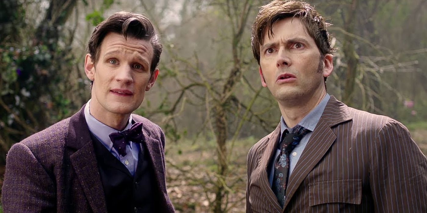 Tenth and Eleventh Doctor looking surprised 