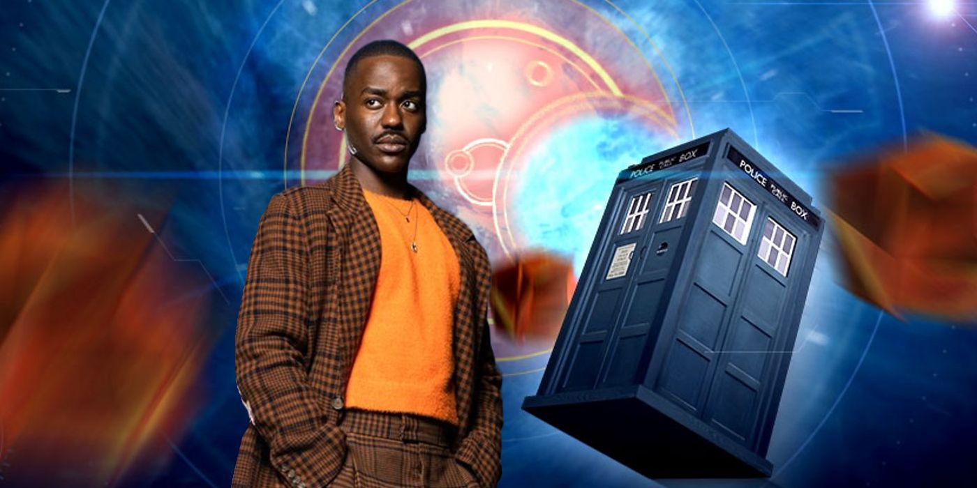 Imagem combinada de Doctor Who Ncuti Gatwa e a TARDIS