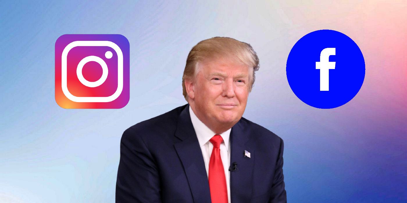 Donald Trump with Facebook and Instagram logos