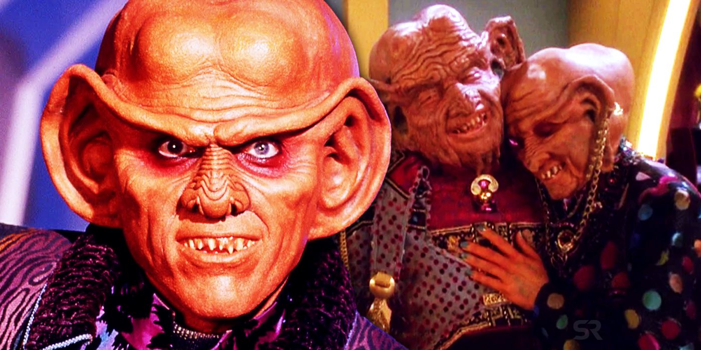 Armin Shimmerman as Quark and Wallace Shawn as the Nagus in Star Trek Deep Space Nine