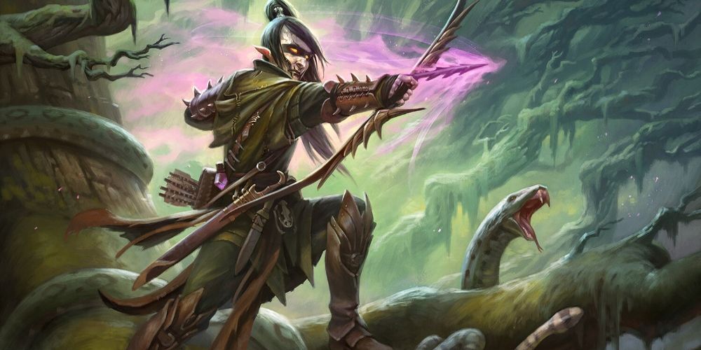 A Scout Rogue aims an arrow in Dungeons and Dragons