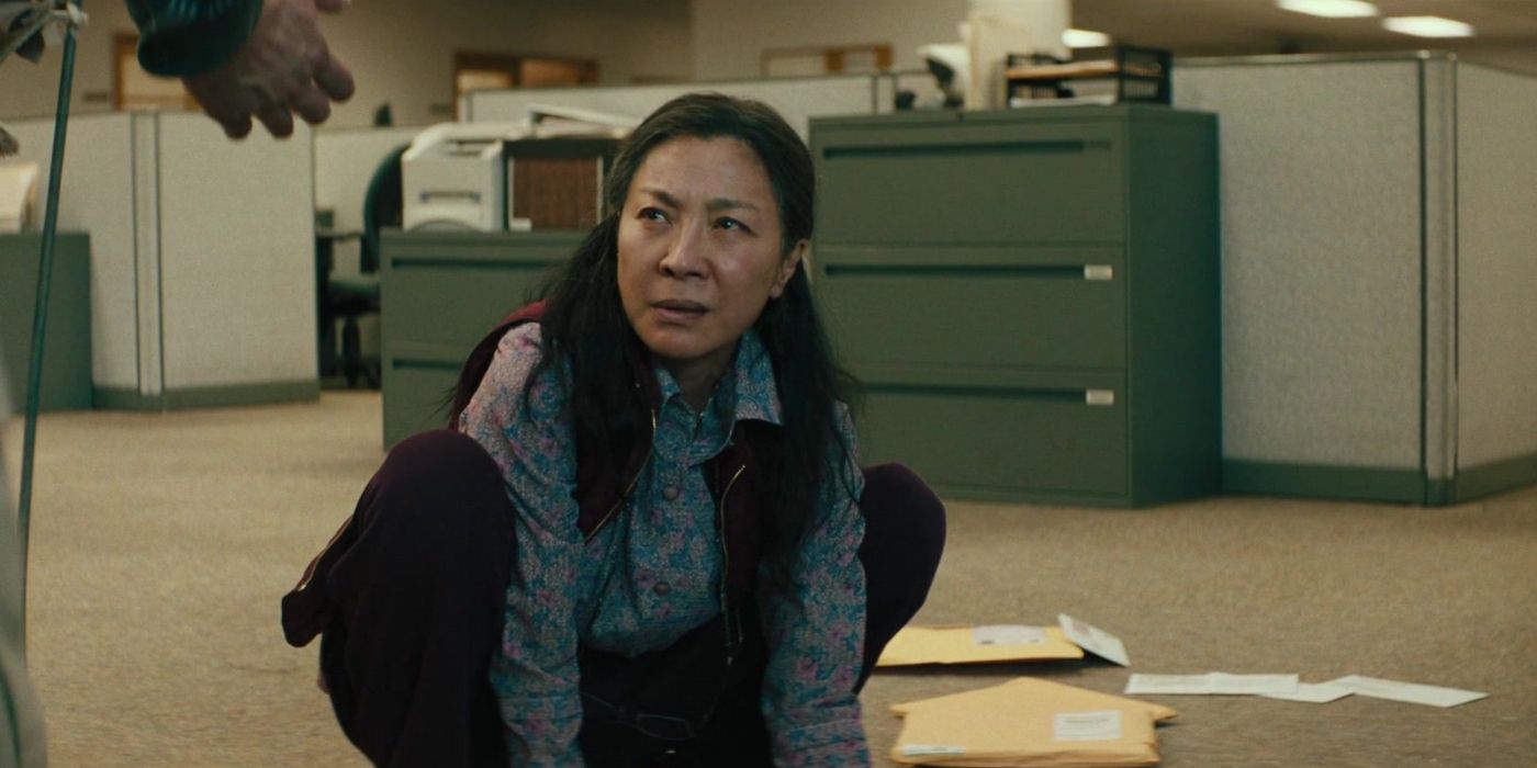 Michelle Yeoh at the insurance office in Everything Everywhere All At Once