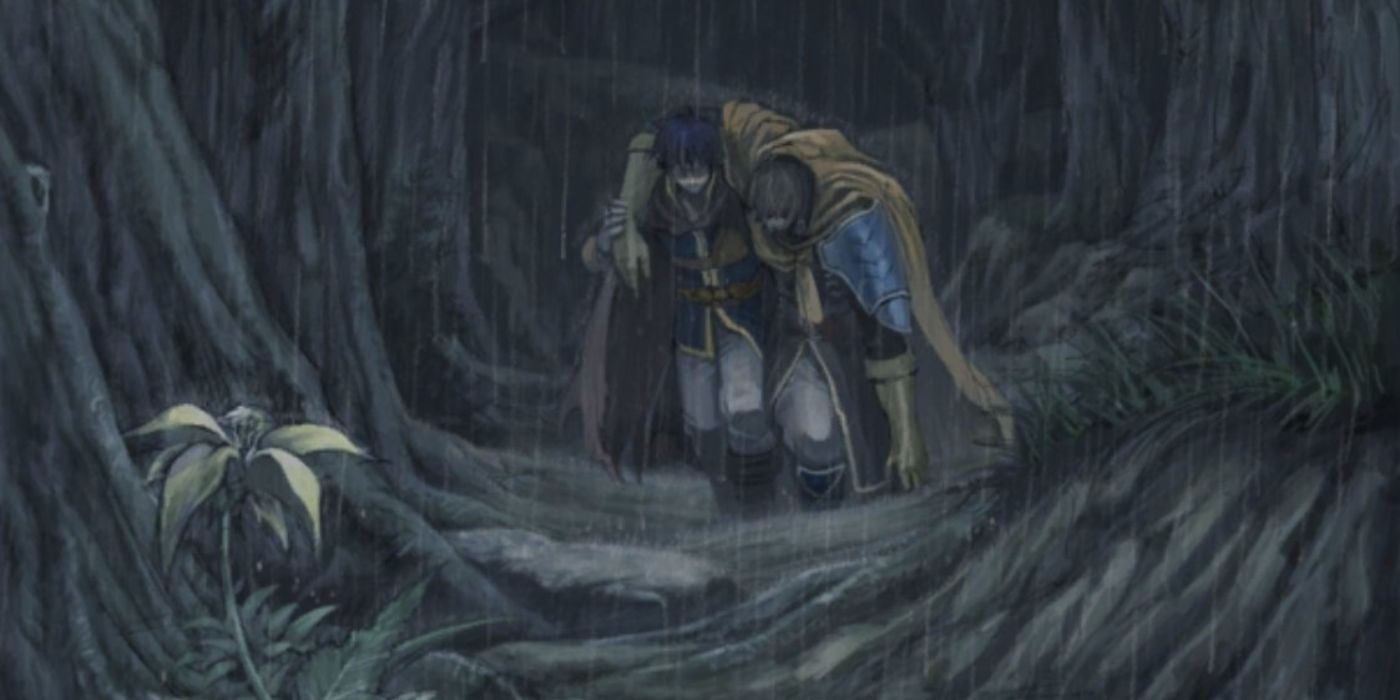 Ike carrying his dying father Greil in Fire Emblem: Path of Radiance.