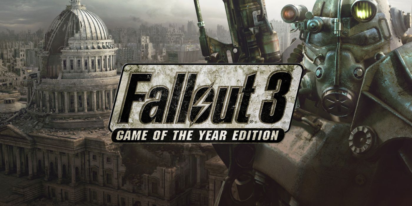 Fallout 3 promo art featuring a character in the signature power armor and ruins of Washington in the background.