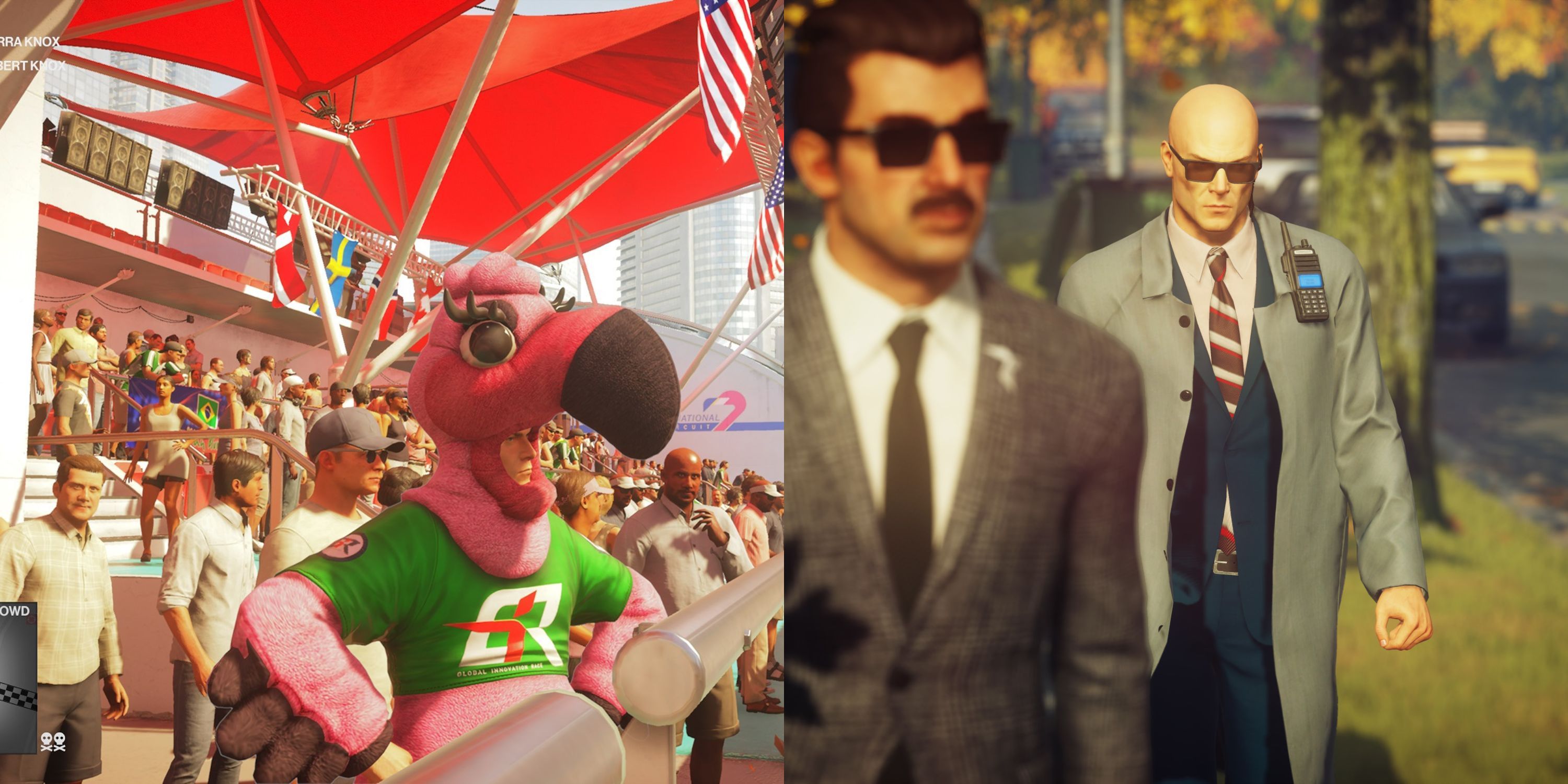 Featured image Agent 47 in a flamingo costume and tailing a target in Hitman 2