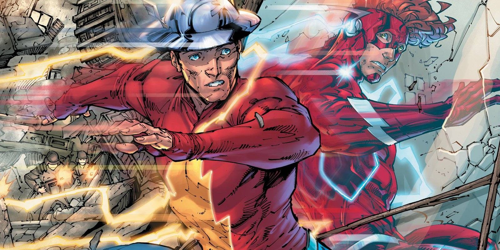 First Flash Jay Garrick Running in Front of Flash Wally West