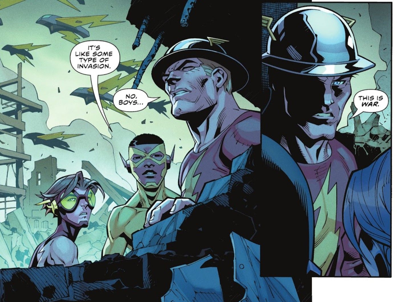 Flash Jay Garrick tells Kid Flash and Impulse that they are at war