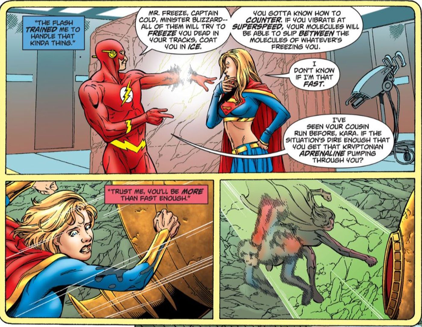 Flash Teaches Supergirl Molecule Vibration DC Comics