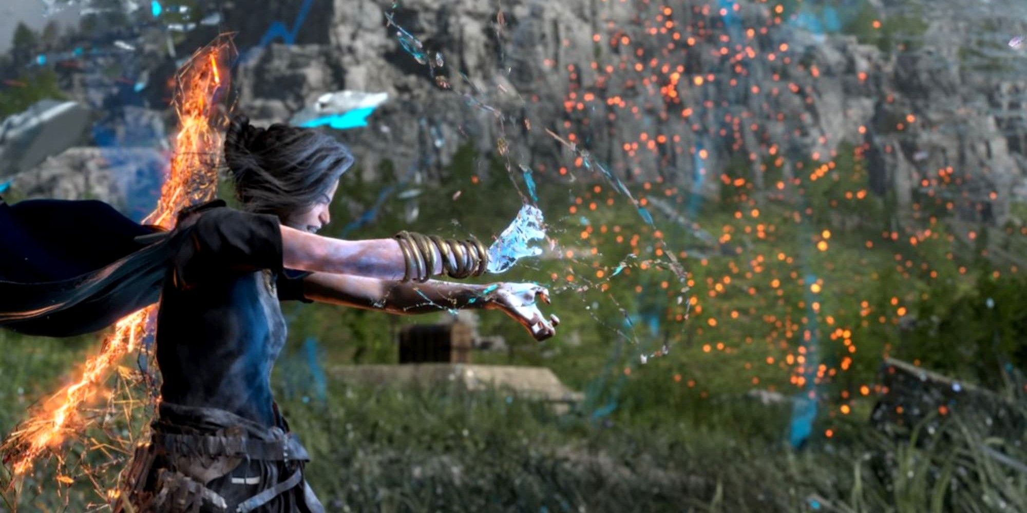 An image of Frey using her powers in Forspoken within a precision counter