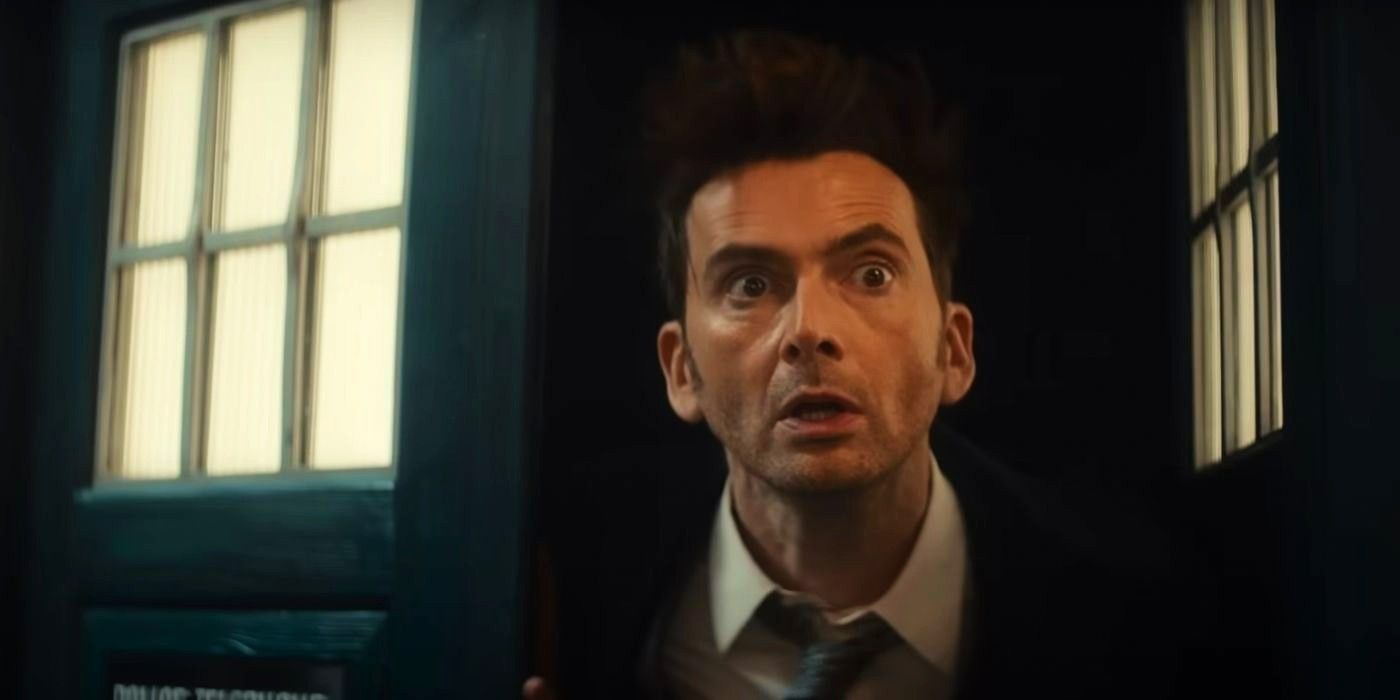 Fourteenth Doctor appears from the phone booth in Doctor Who