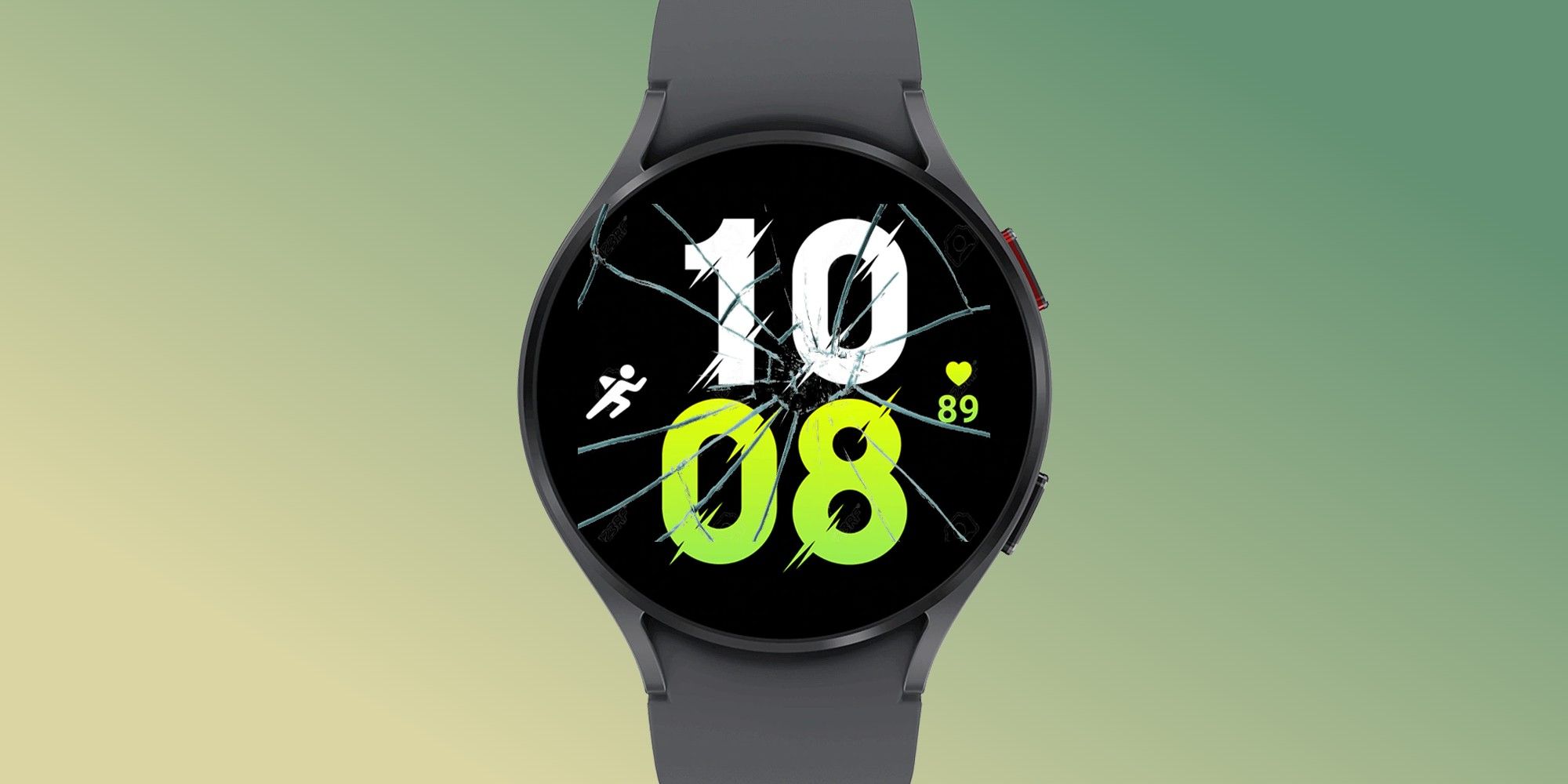 A render of the Galaxy Watch 5 with a cracked screen