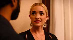 Georgia smiling up at Joe in Ginny and Georgia