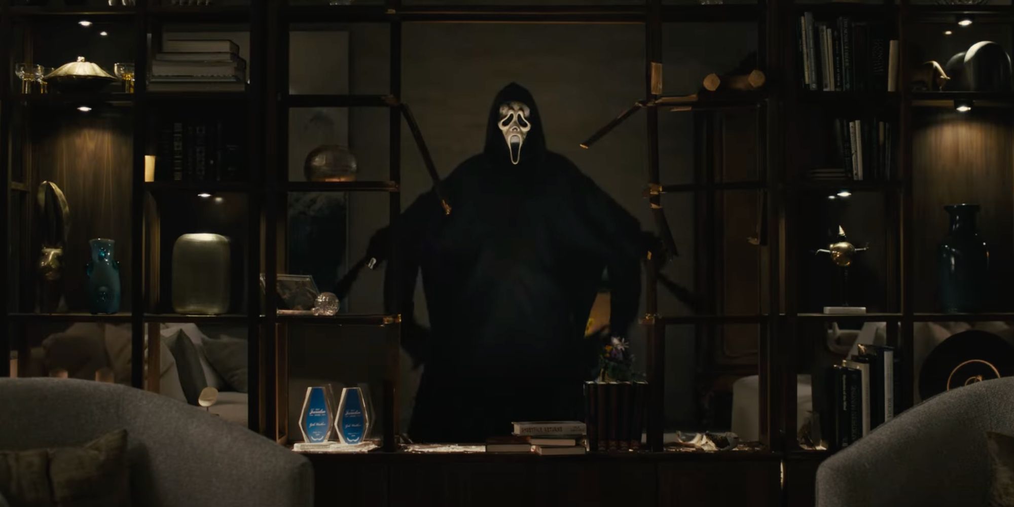 Ghostface looking ominous in Scream 6.