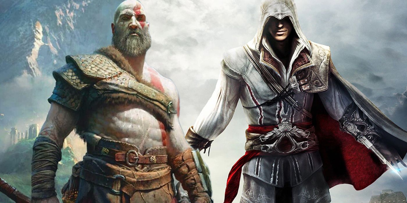 Kratos from God of War 2018 with Ezio from Assassin's Creed