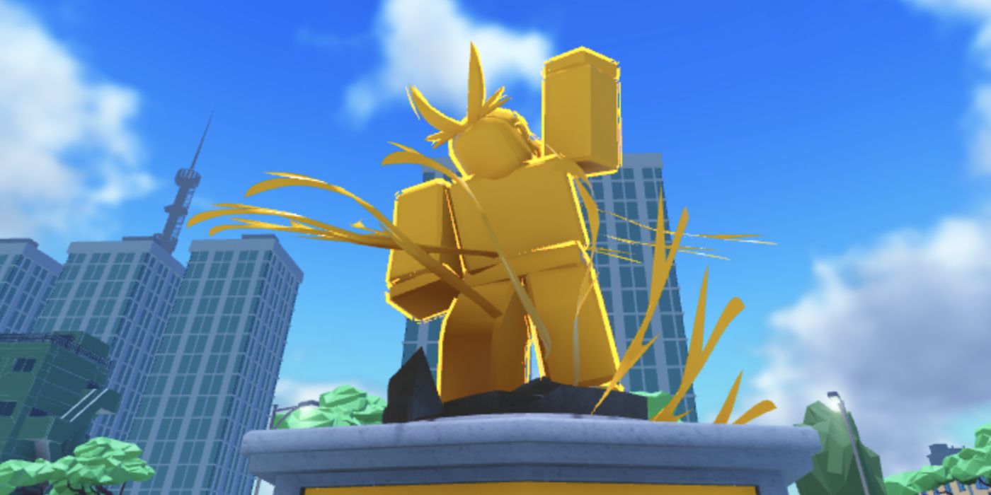 Golden Statue in Central Park of Boku No Roblox