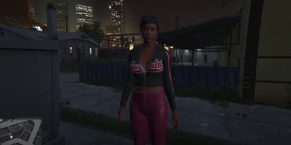 A streetwalker appears at night in GTA V