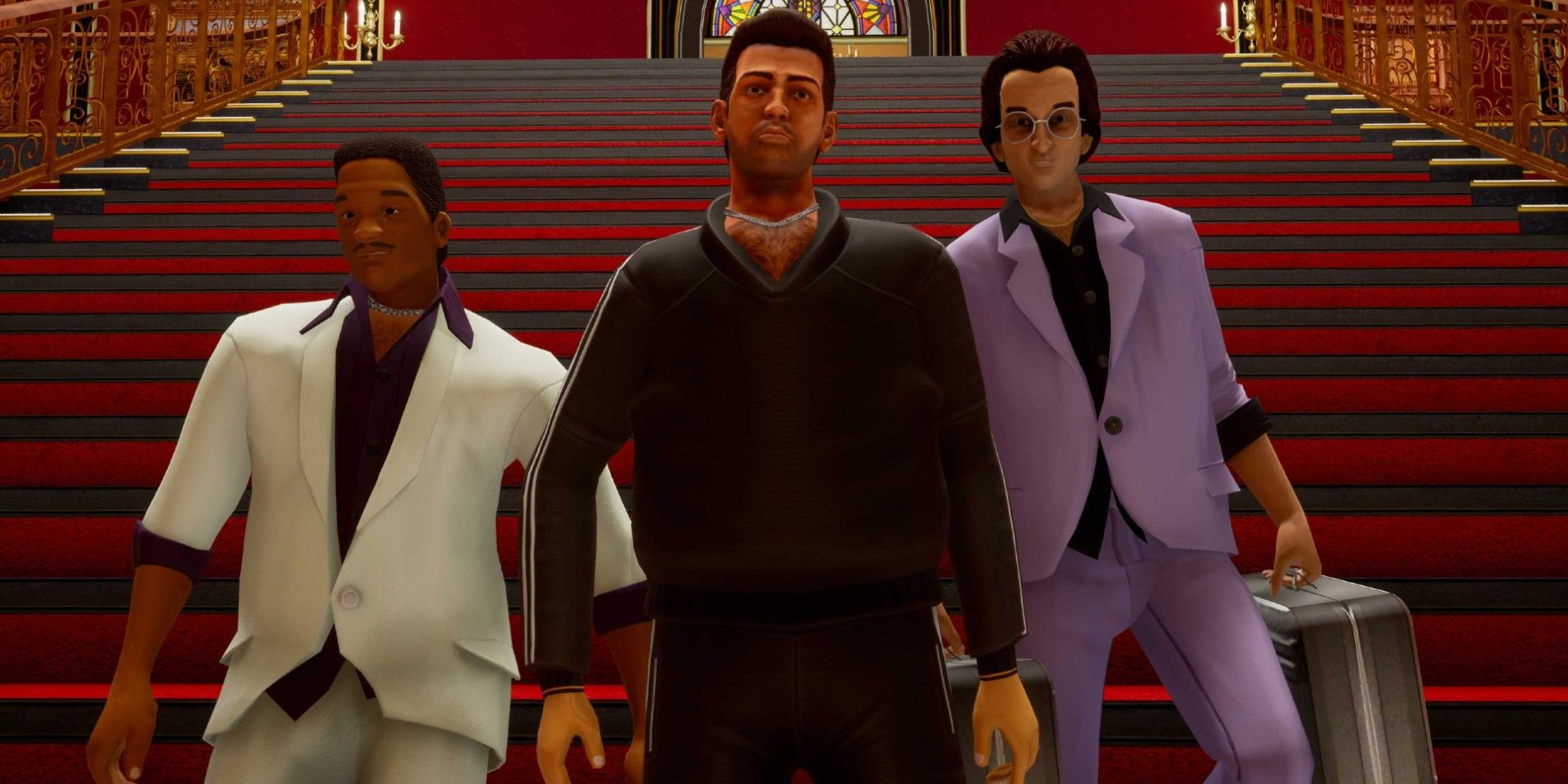 Lance Vance, Tommy Vercetti, and Ken Rosenburg from Grand Theft Auto: Vice City