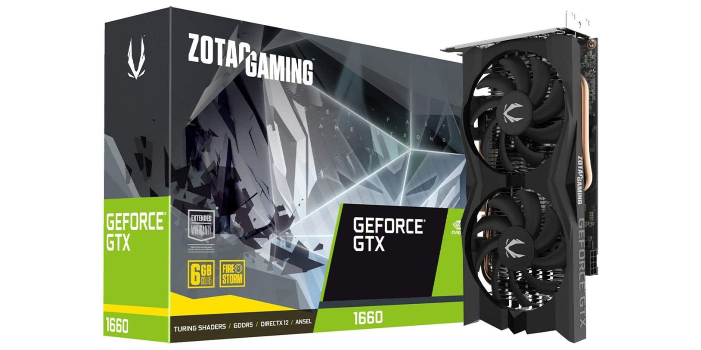 Promo image of ZOTAC's Nvidia GTX 1660 graphics card.