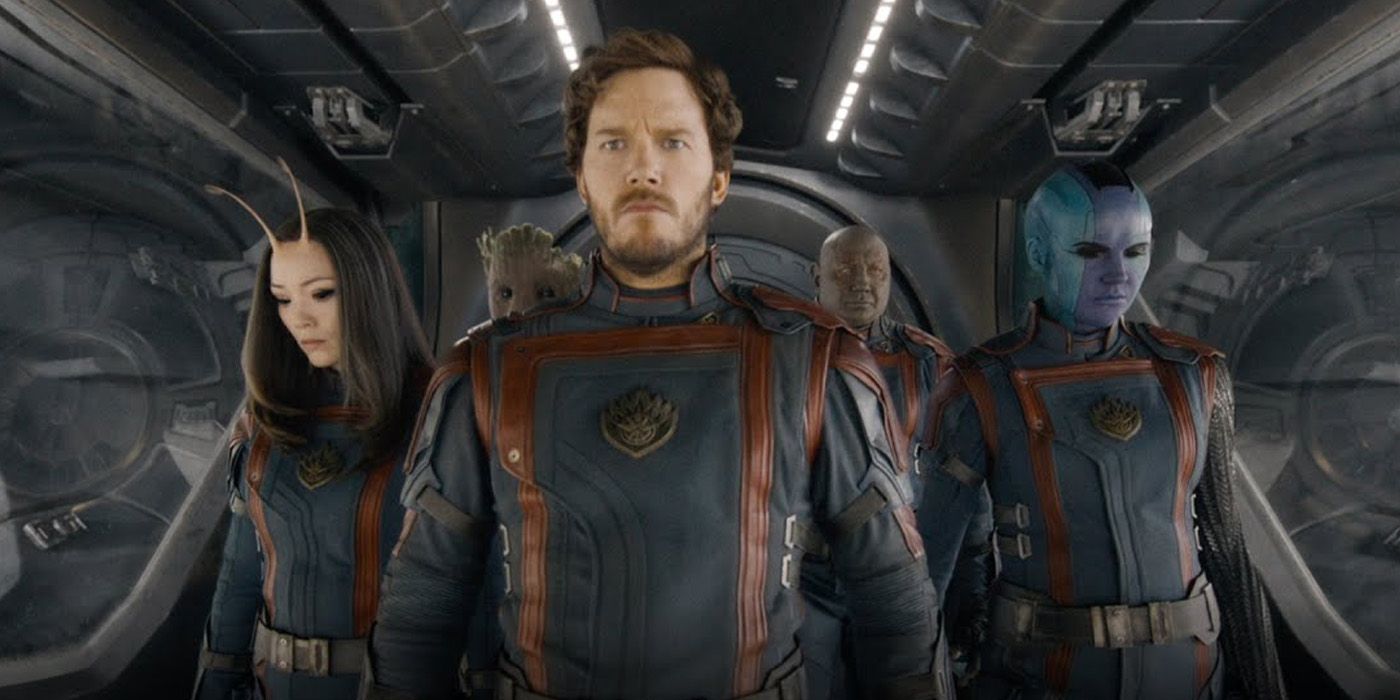 An image of the Guardians of the Galaxy in their comic accurate costumes in Vol. 3