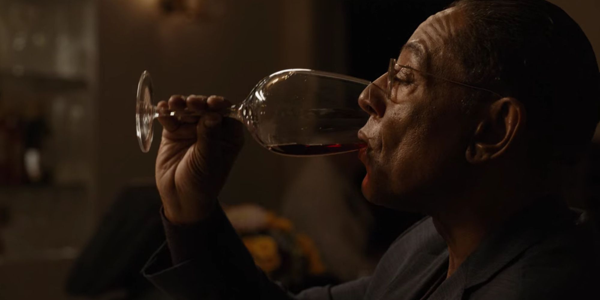 Gustavo Fring sipping a glass of wine in Better Call Saul
