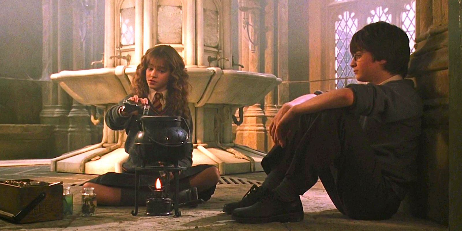 Hermione making Polyjuice Potion in Harry Potter Chamber of Secrets
