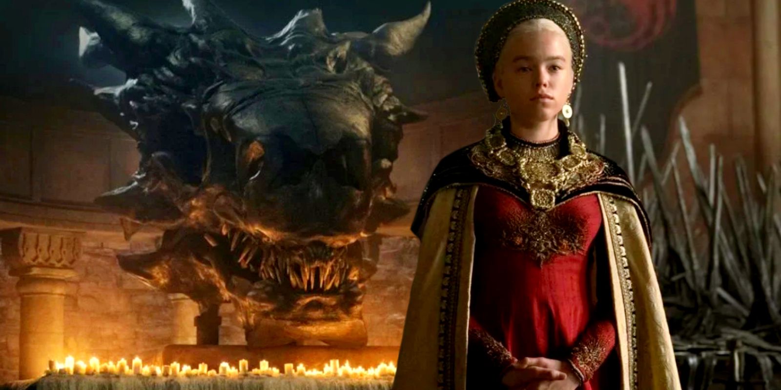 Balerion e Milly Alcock como Rhaenyra em House of the Dragon
