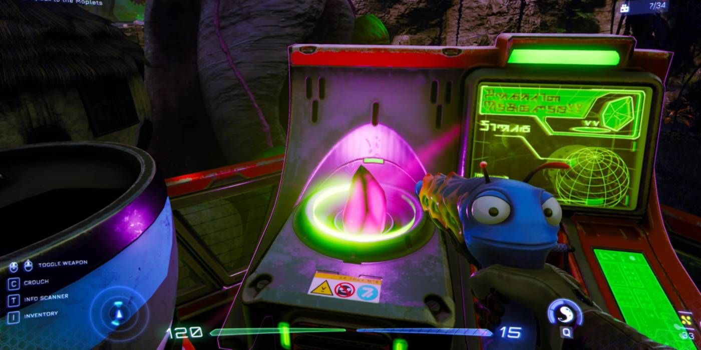 High on Life Warp Crystal Used to Purchase Warp Discs, Found in Seal on Warp Base Player Perspective Screenshot