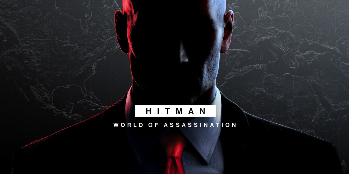 Hitman: World of Assassination promo art featuring the silhouette of Agent 47.
