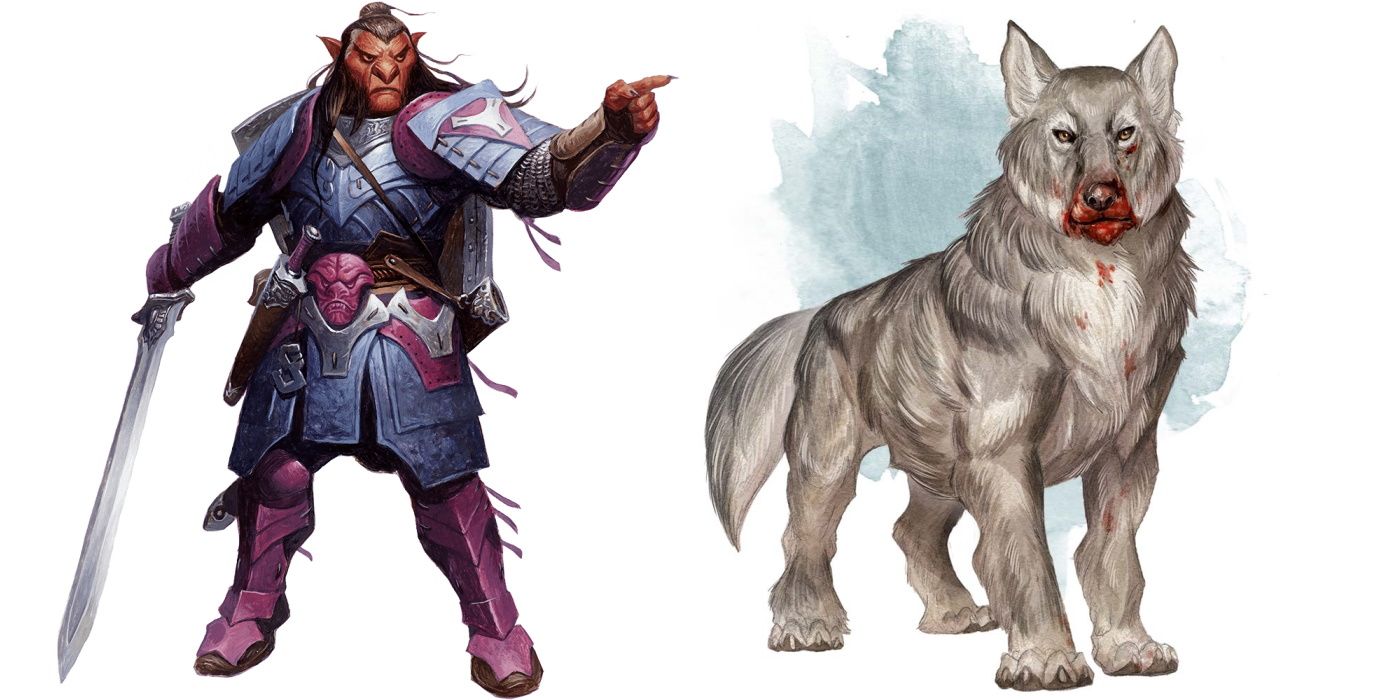 Hobgoblin and Dire Wolf artwork for Dungeons & Dragons.