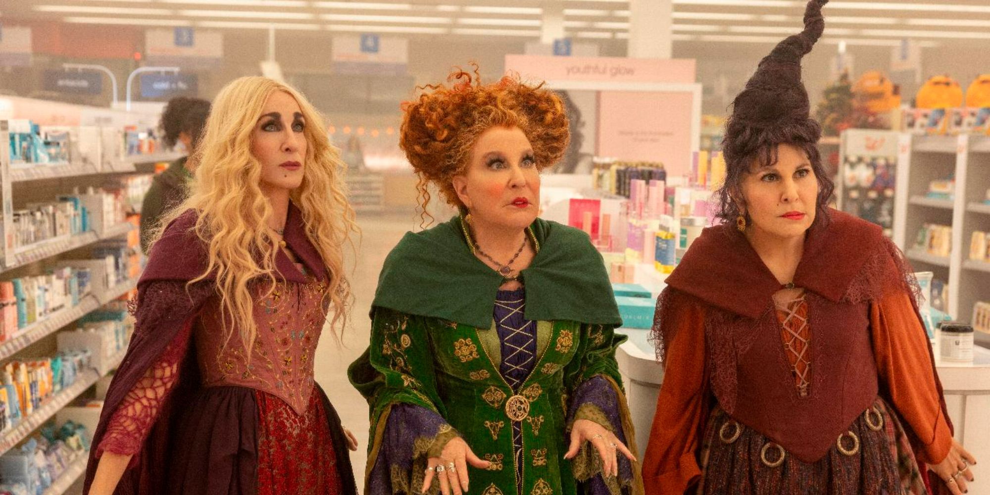 The Sanderson sisters at a Walgreens in Hocus Pocus 2