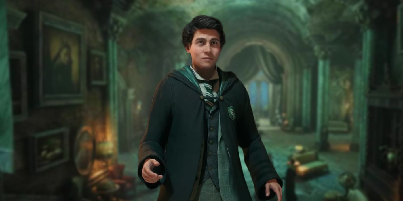 Sebastian Sallow devant la salle commune de Serpentard dans Hogwarts Legacy