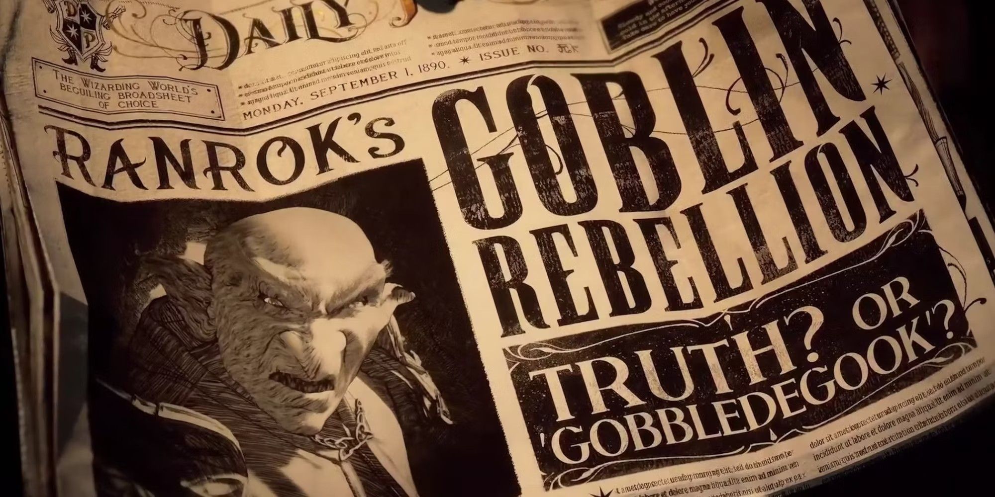 Hogwarts Legacy newspaper talking about Ranrok's goblin rebellion.