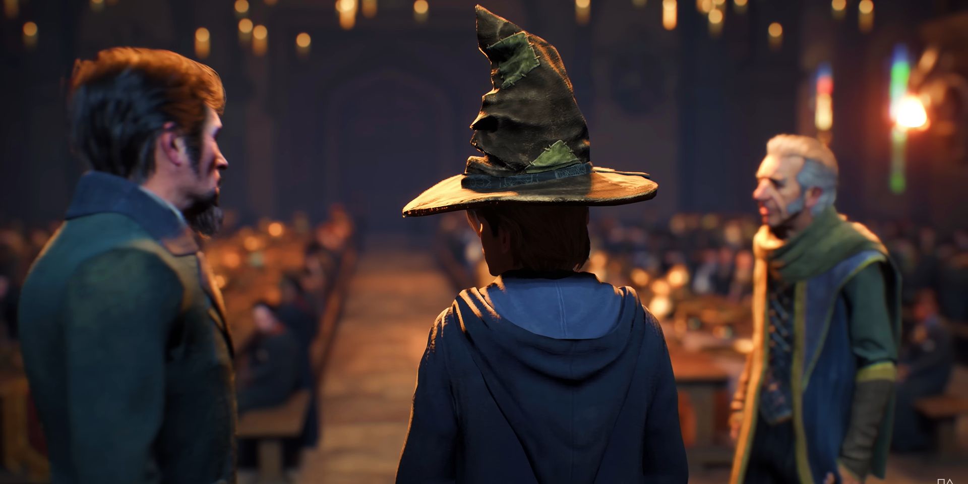 Hogwarts Legacy Player Wearing Sorting Hat In Hogwarts Great Hall