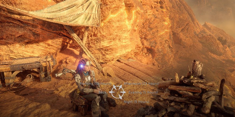 Aloy escolhe a hora do dia em Horizon Forbidden West