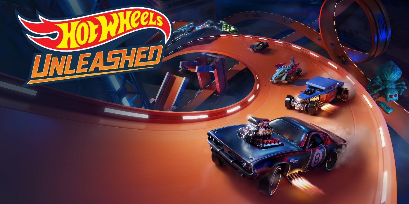 Cars racing in a Hot Wheels Unleashed graphic